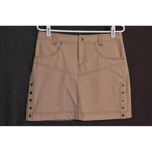 Athleta Women's 4 Mini Skirt Khaki Snap Tan Nylon Athletic